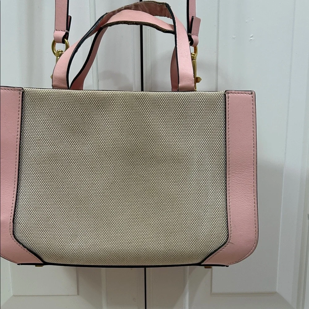 Valentino Garavani Pink Leather and  Canvas  Small tote bag VG gold logo